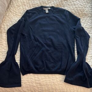 Autumn Cashmere Fluted Sleeve merino wool-blend sweater